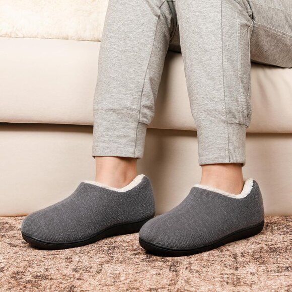 Stylish Grey Women's Indoor Loafers with Memory Foam & Non-Slip Outsole - Size 9 - Picture 3 of 9